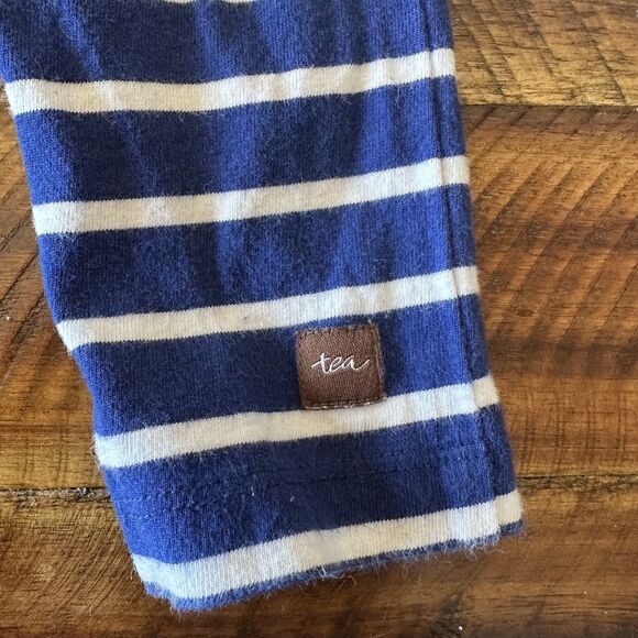 Tea Collection Size 9-12 Months 100% Cotton Long Sleeve Jumpsuit Blue White - Picture 5 of 5